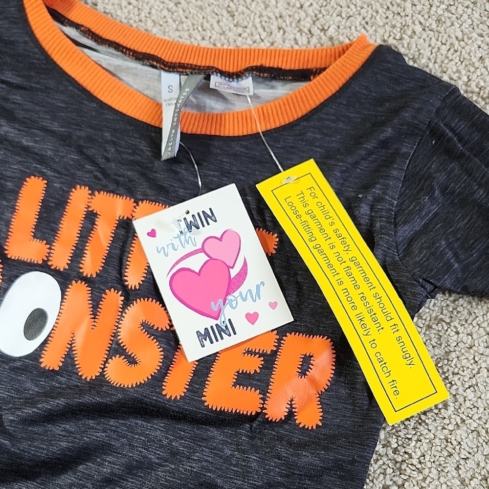 Little Monster Kids Pajama Set - Black and Orange - Picture 2 of 3